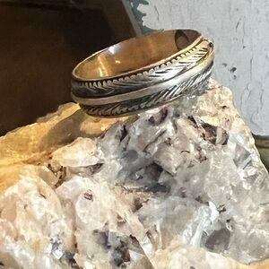 Navajo Sterling Silver Feather Ring Signed Artist H. MACE